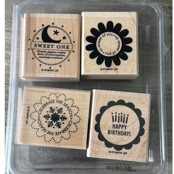 Stampin' Up! Other - Stampin' Up! Many Scallops set of 4 Scalloped Baby, Birthday, Christmas Stamps